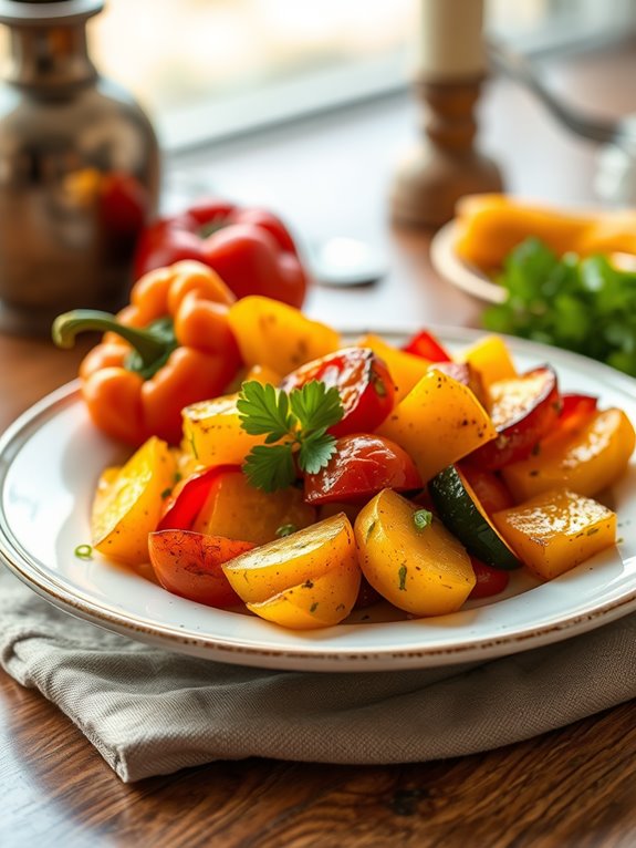 roasted squash and peppers