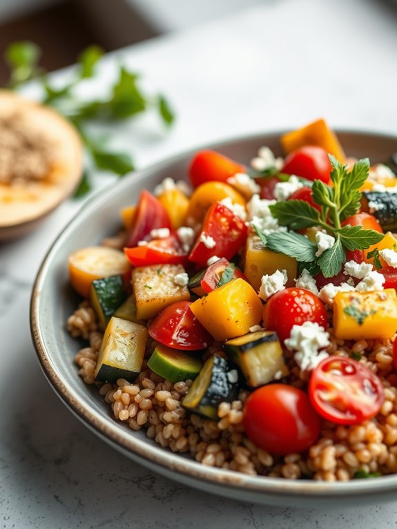 roasted vegetable farro salad