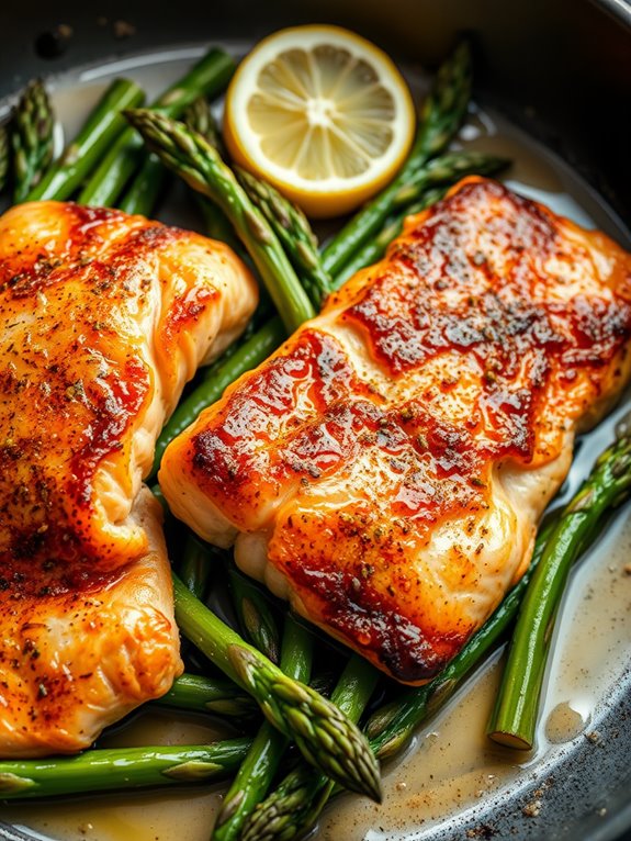 salmon and asparagus dish