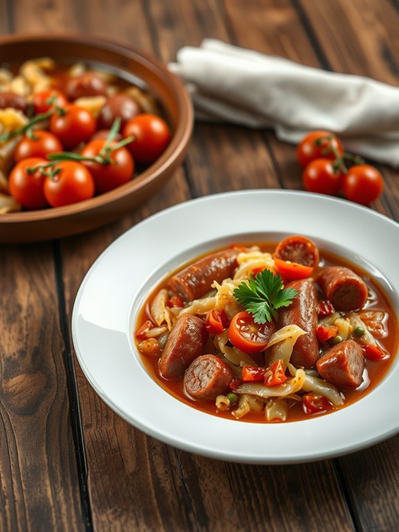 sausage and fermented cabbage stew