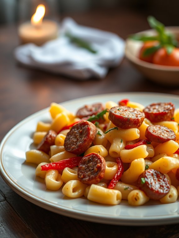 sausage and peppers mac and cheese