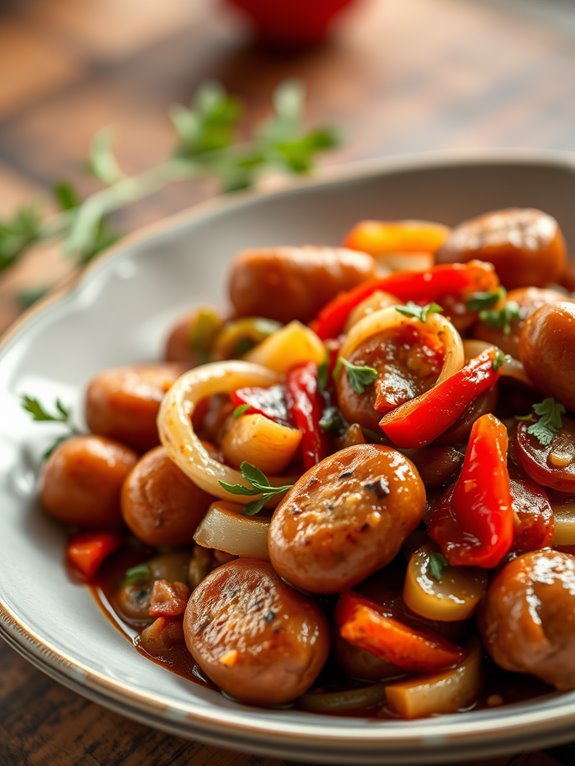 sausage cooked with peppers