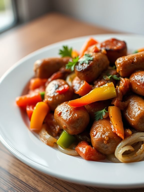 sausage cooked with peppers