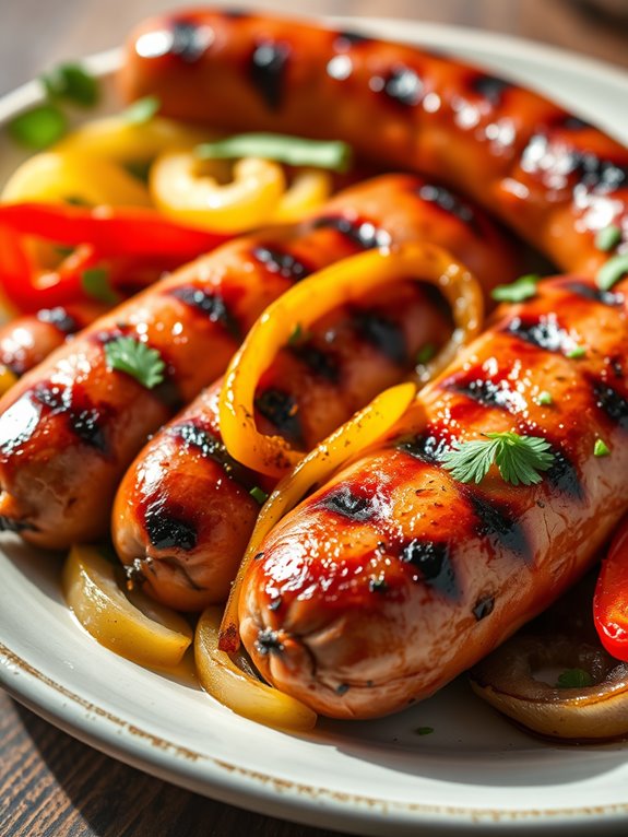 sausages grilled with peppers