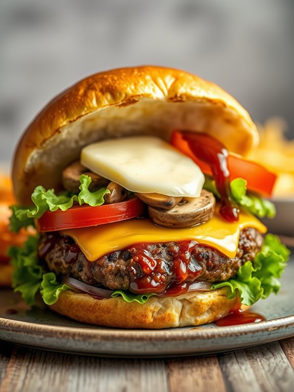 savory bbq mushroom burger