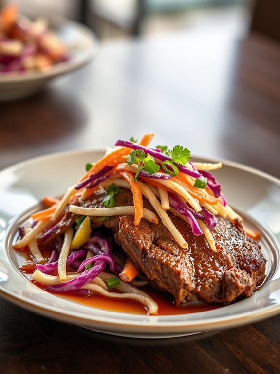 savory brisket with slaw