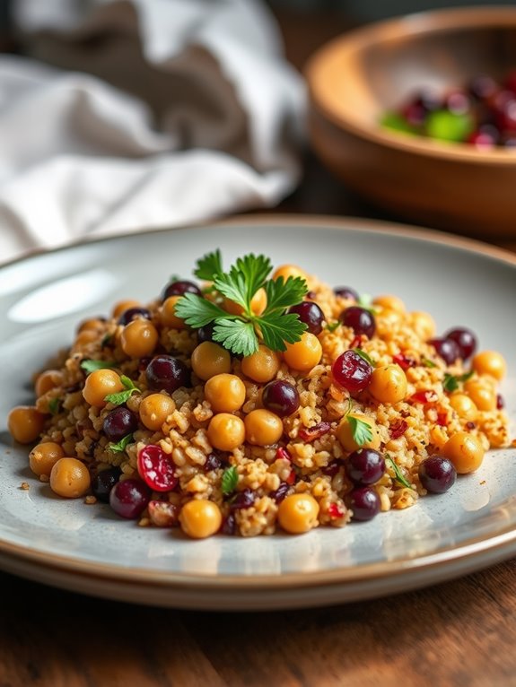 savory chickpea rye pilaf