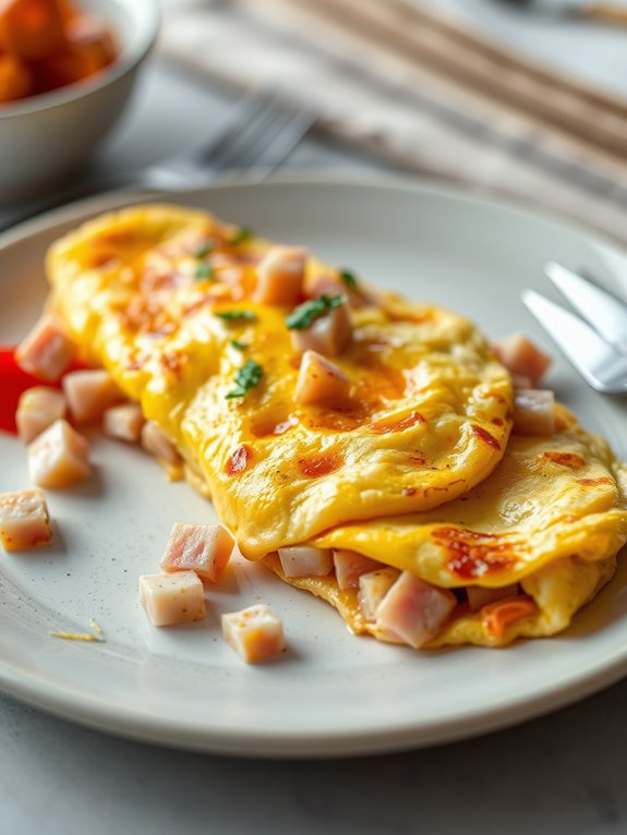 savory ham and swiss omelet