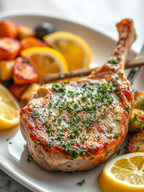 savory herb coated pork chops