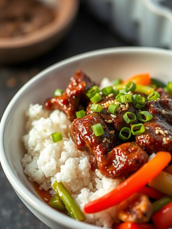 savory marinated beef bowl