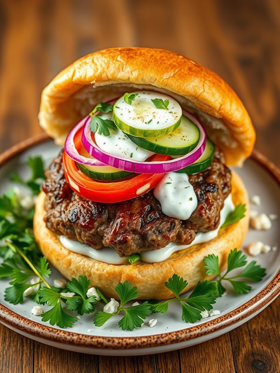 savory mediterranean lamb burger