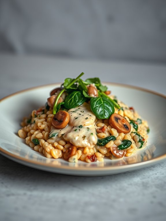 savory mushroom spinach farro