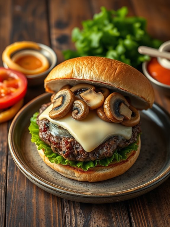 savory mushroom swiss burger