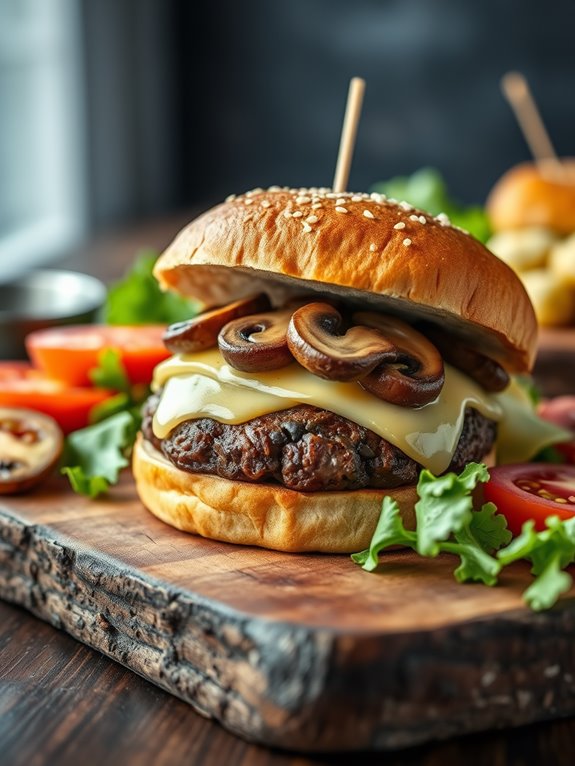 savory mushroom swiss burger