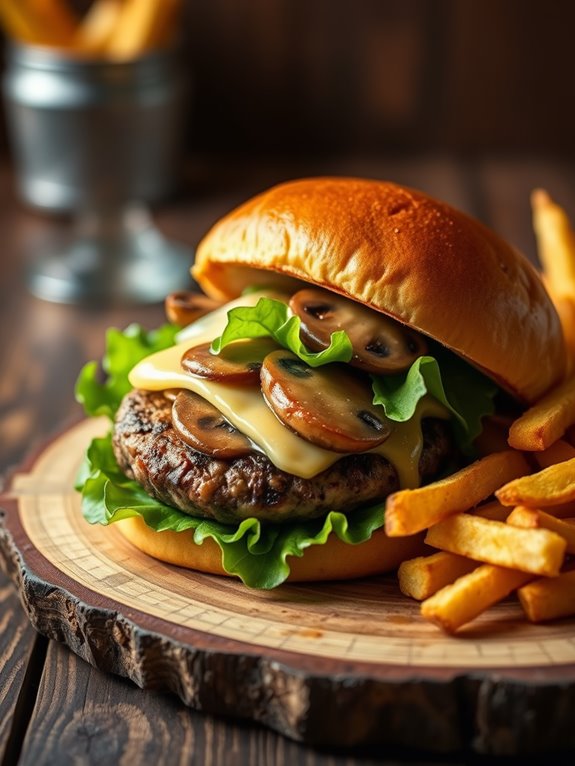 savory mushroom swiss burger