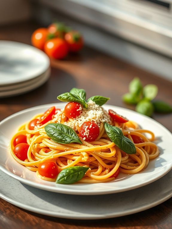 savory pasta with basil