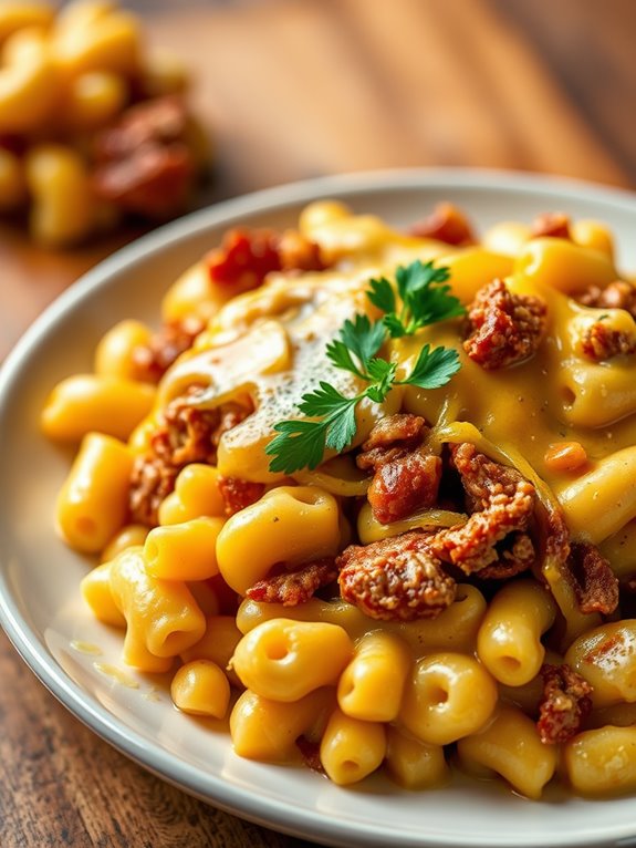 savory pulled pork mac and cheese