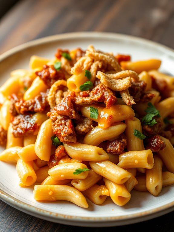 savory pulled pork mac and cheese