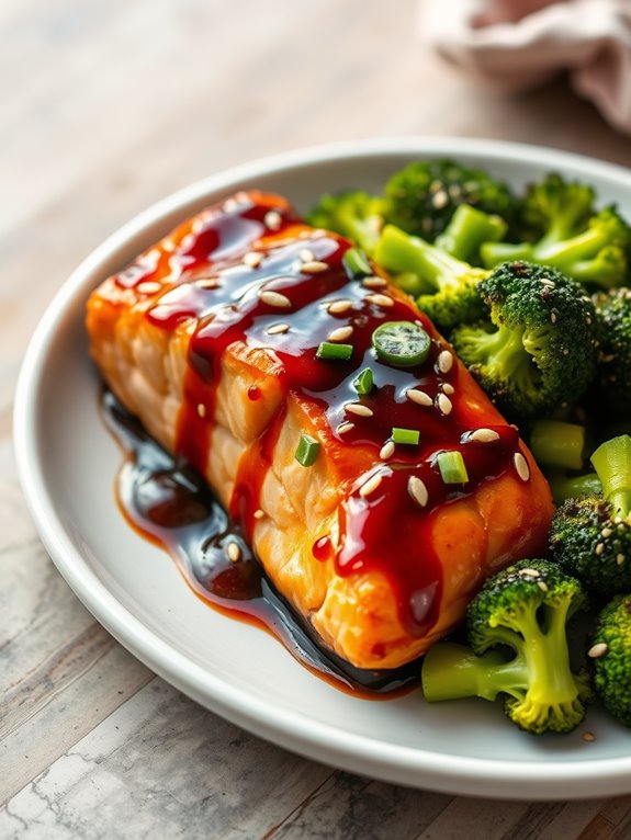 savory salmon with broccoli