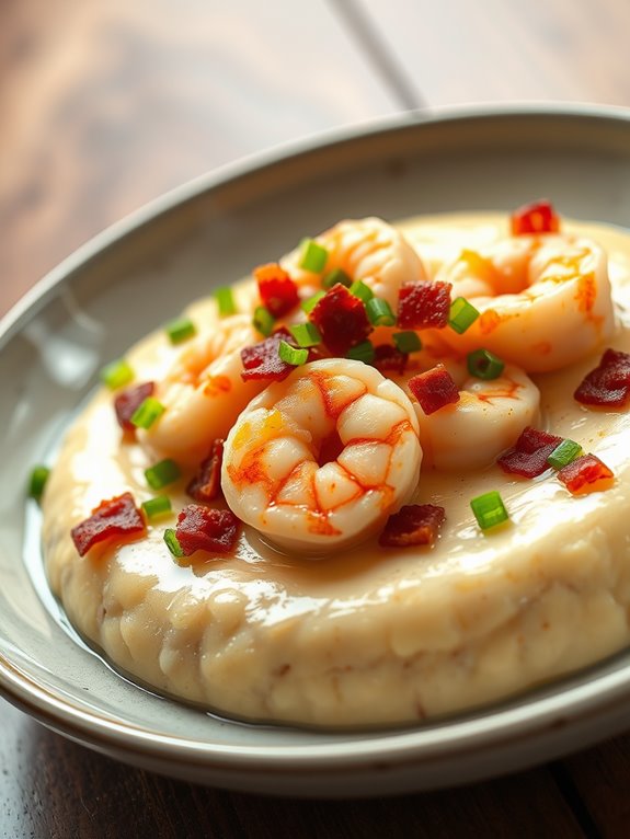 savory shrimp over grits