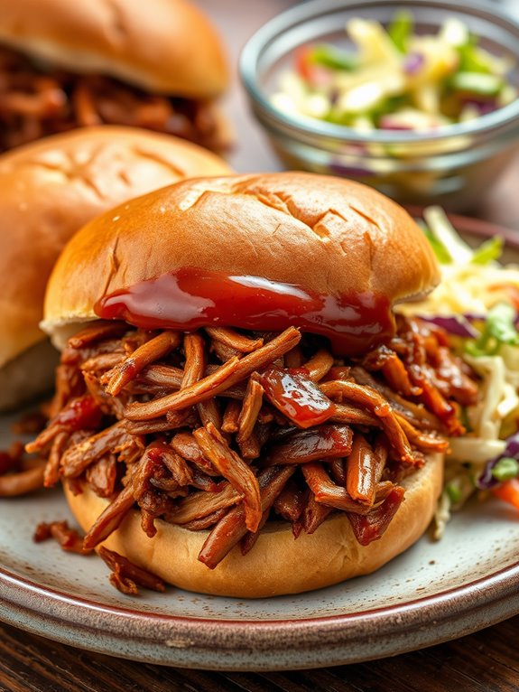 savory slow cooked pork sandwiches