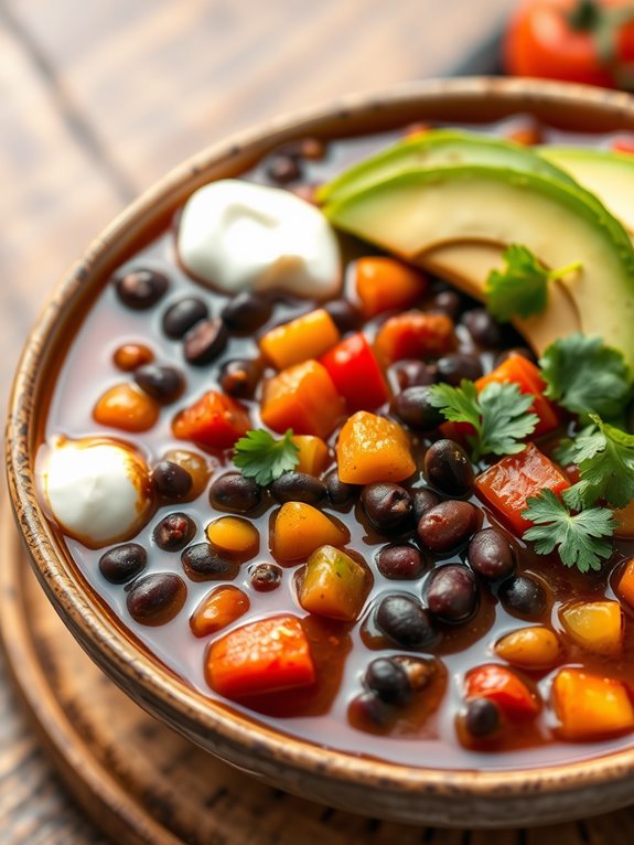 savory spicy black bean soup