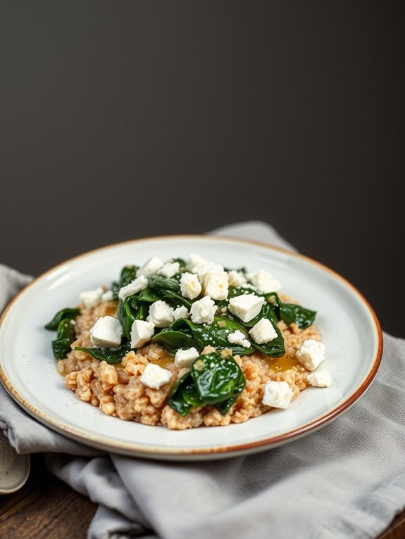 savory spinach feta oatmeal