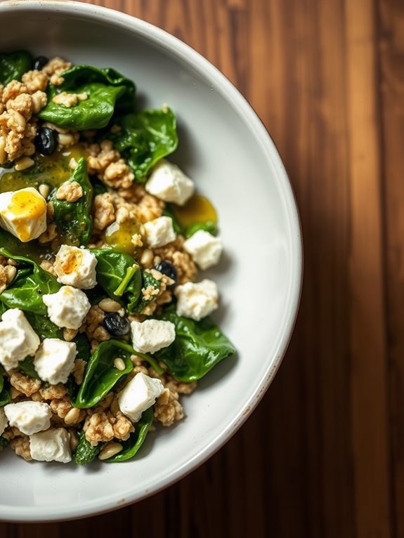 savory spinach feta oatmeal