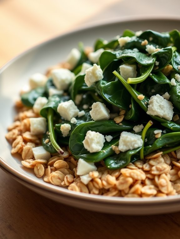 savory spinach feta oats