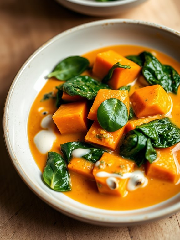 savory spinach sweet potato curry