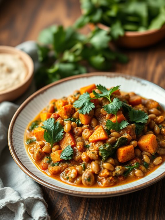 savory sweet potato lentils