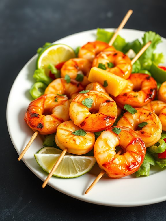 shrimp and pineapple skewers