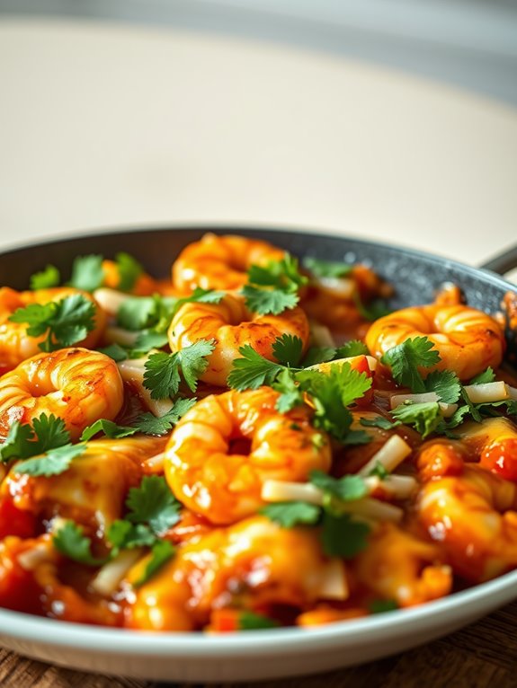 shrimp enchiladas in skillet