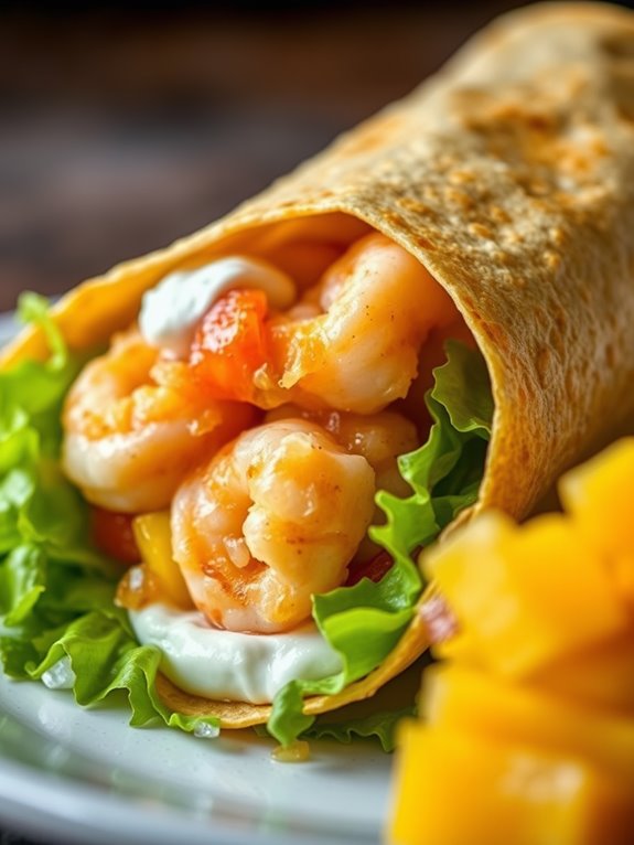 shrimp mango salsa wrap