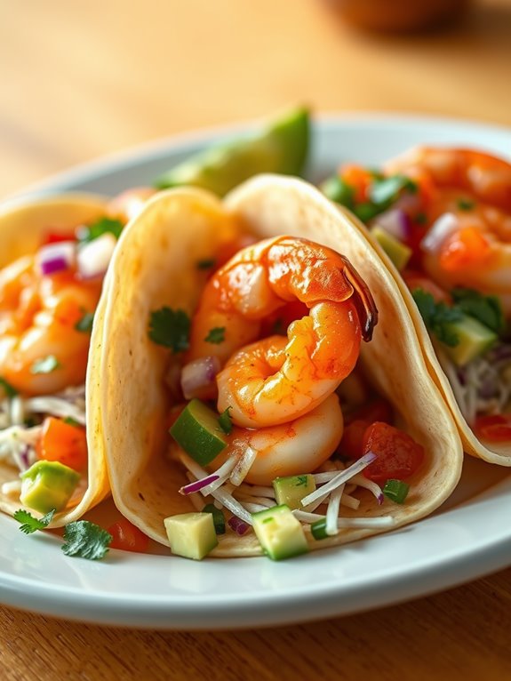 shrimp tacos with salsa