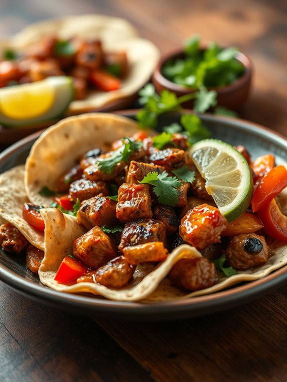 sizzling spicy pork fajitas