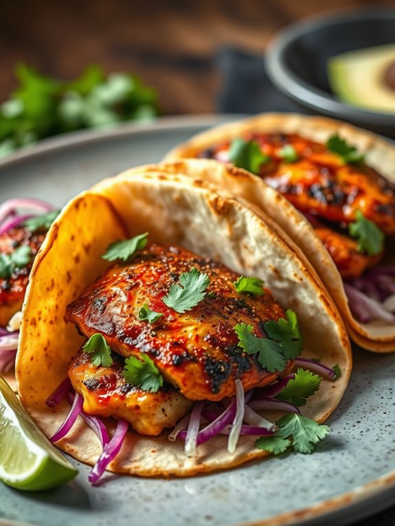 smoky chipotle flavored trout tacos