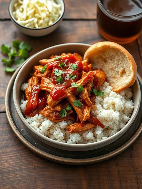 smoky cider flavored pulled chicken