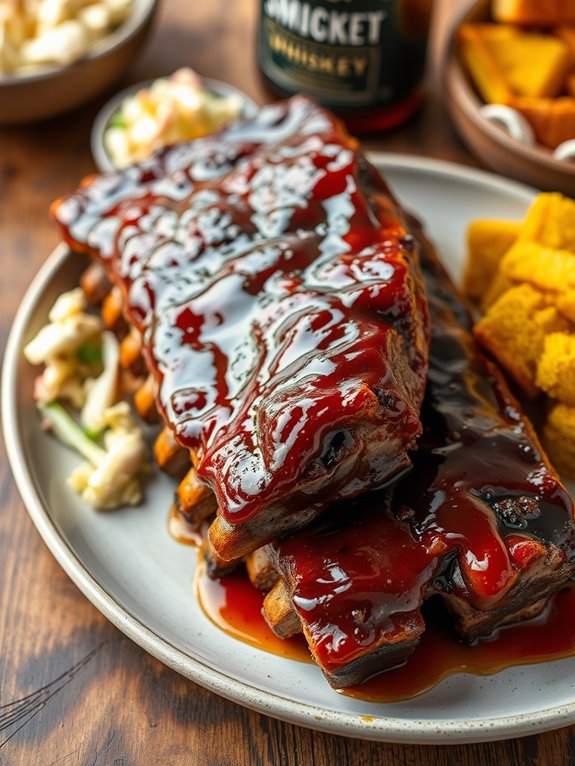 smoky glazed whiskey ribs