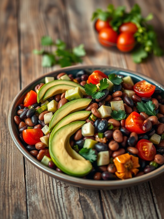 southwest three bean avocado salad