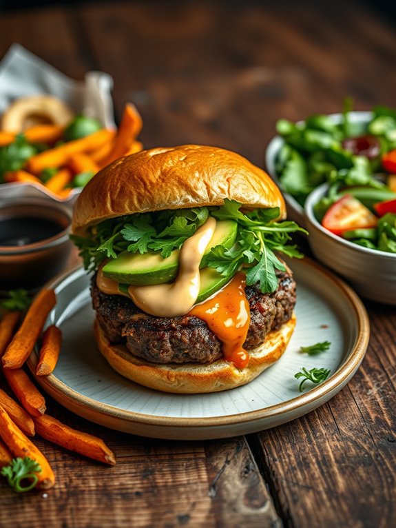 spicy arugula chipotle burger