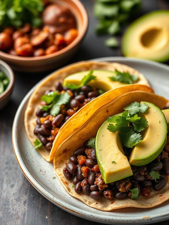 spicy black bean tacos