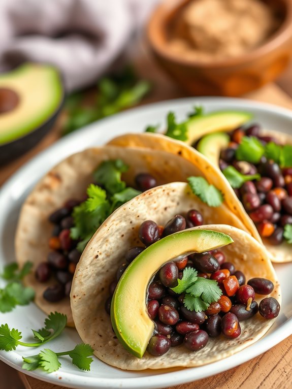 spicy black bean tacos