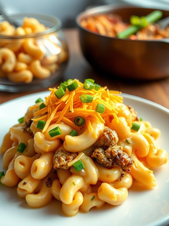 spicy burger mac and cheese