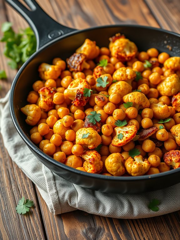 spicy chickpeas with cauliflower