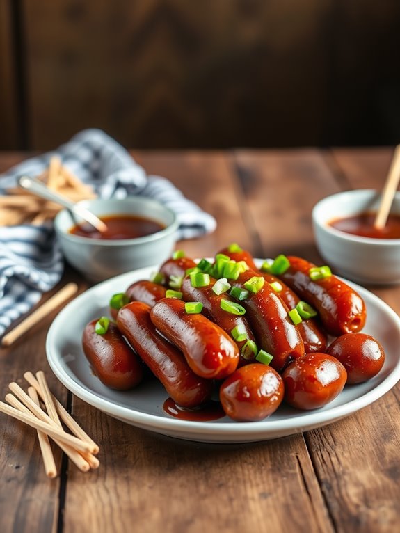 spicy honey garlic sausages