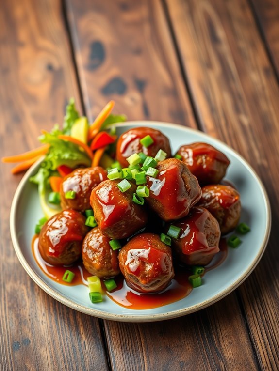 spicy honey sriracha meatballs