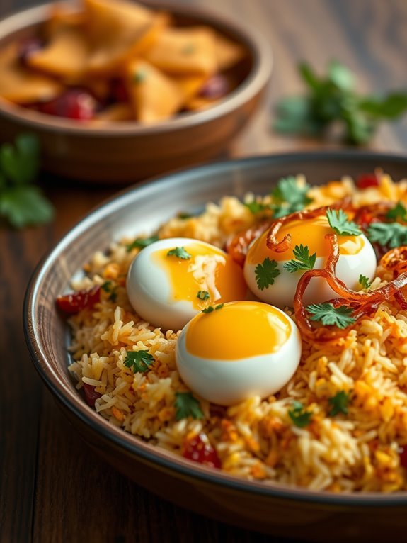 spicy layered egg rice