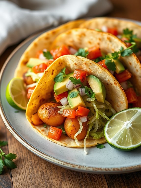 spicy potato filled tacos