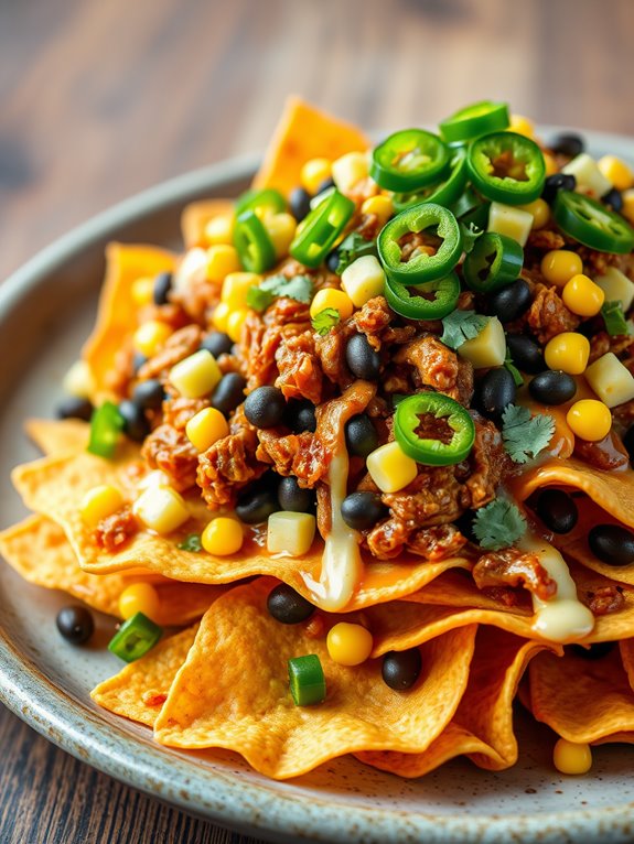 spicy pulled pork nachos